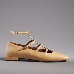 Angel Alarcon - Beige Patent Leather Strappy Flats